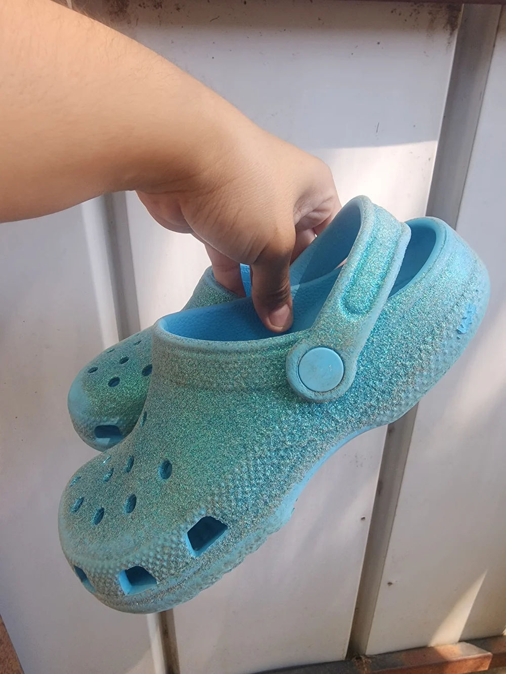 Crocs Glitter Sparkling Blue Size J3